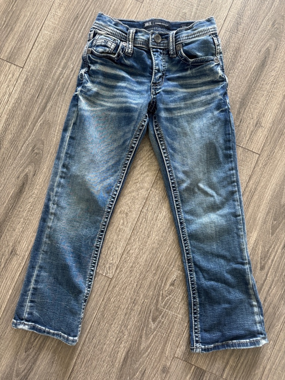 BKE Boys Distressed Blue Bootcut Jeans